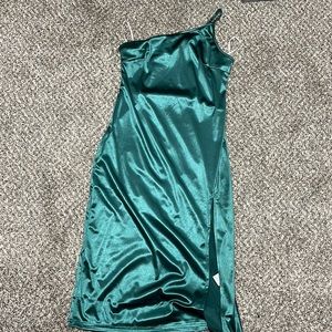 Emerald Green One Shoulder Dress